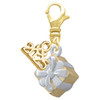 Gold-tone 3-D Present with Crystal - Gold-tone Plated Clip on Charm with Mini Year 2025: Year to Remember Jewelry Gift - Celebrations