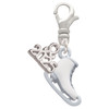 Silver Plated 3-D White Ice Skate - Silver Plated Clip on Charm with Mini Year 2025: Year to Remember Jewelry Gift - Celebrations