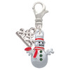 Silver Plated Snowman with Red Scarf - Silver Plated Clip on Charm with Mini Year 2025: Year to Remember Jewelry Gift - Celebrations