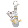 Two-tone Snowman with Crystal Buttons - Silver Plated Clip on Charm with Mini Year 2025: Year to Remember Jewelry Gift - Celebrations
