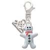 Silver Plated Gingerbread Man with Red Scarf - Silver Plated Clip on Charm with Mini Year 2025: Year to Remember Jewelry Gift - Celebrations