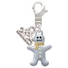 Two-tone Gingerbread Man with Crystal Buttons - Silver Plated Clip on Charm with Mini Year 2025: Year to Remember Jewelry Gift - Celebrations