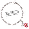 Silver Plated 3-D Red Striped Christmas Ornament - Silver Plated Clip on Charm with Mini Year 2025 Jewelry Ideas and Examples