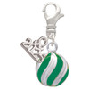 Silver Plated 3-D Green Striped Ornament - Silver Plated Clip on Charm with Mini Year 2025: Year to Remember Jewelry Gift - Celebrations