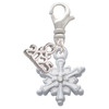 White Snowflake with Clear Crystal - Silver Plated Clip on Charm with Mini Year 2025: Year to Remember Jewelry Gift - Celebrations