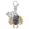 Two-tone 3-D Textured Spider with Legs - Silver Plated Clip on Charm with Mini Year 2025: Year to Remember Jewelry Gift - Celebrations