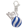 Silver Plated 3-D Blue Striped Ornament - Silver Plated Clip on Charm with Mini Year 2025: Year to Remember Jewelry Gift - Celebrations