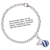 Silver Plated 3-D Blue Striped Ornament - Silver Plated Clip on Charm with Mini Year 2025 Jewelry Ideas and Examples
