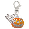 Silver Plated Small Orange Jack O'Lantern with Stem - Silver Plated Clip on Charm with Mini Year 2025: Year to Remember Jewelry Gift - Celebrations