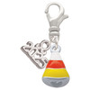 Silver Plated Small 3-D Enamel Candy Corn - Silver Plated Clip on Charm with Mini Year 2025: Year to Remember Jewelry Gift - Celebrations