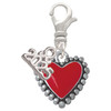 Silver Plated Red Heart with Beaded Border - Silver Plated Clip on Charm with Mini Year 2025: Year to Remember Jewelry Gift - Celebrations