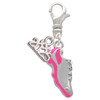 Silver Plated Hot Pink Running Shoe - Silver Plated Clip on Charm with Mini Year 2025: Year to Remember Jewelry Gift - Celebrations