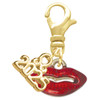 Gold-tone Small Translucent Red Lips - Gold-tone Plated Clip on Charm with Mini Year 2025: Year to Remember Jewelry Gift - Celebrations