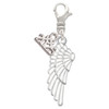 Silver Plated Large White Enamel Angel Wing - Silver Plated Clip on Charm with Mini Year 2025: Year to Remember Jewelry Gift - Celebrations