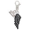 Silver Plated Medium Black Enamel Angel Wing - Silver Plated Clip on Charm with Mini Year 2025: Year to Remember Jewelry Gift - Celebrations