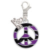 Silver Plated Large Purple Tiger Print Peace Sign - Silver Plated Clip on Charm with Mini Year 2025: Year to Remember Jewelry Gift - Celebrations