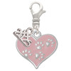 Silver Plated Pink Enamel Heart with Paw Prints - Silver Plated Clip on Charm with Mini Year 2025: Year to Remember Jewelry Gift - Celebrations