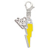 Silver Plated Yellow Lightning Bolt - Silver Plated Clip on Charm with Mini Year 2025: Year to Remember Jewelry Gift - Celebrations