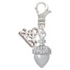 Silver Plated Small Acorn with Crystals - Silver Plated Clip on Charm with Mini Year 2025: Year to Remember Jewelry Gift - Celebrations
