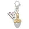 Two-tone Small Acorn with Crystals - Silver Plated Clip on Charm with Mini Year 2025: Year to Remember Jewelry Gift - Celebrations