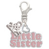 Pink ''Little Sister'' with Heart - Silver Plated Clip on Charm with Mini Year 2025: Year to Remember Jewelry Gift - Celebrations