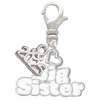Silver Plated White ''Big Sister'' with Heart - Silver Plated Clip on Charm with Mini Year 2025: Year to Remember Jewelry Gift - Celebrations