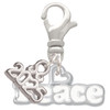 White ''Peace'' with Heart - Silver Plated Clip on Charm with Mini Year 2025: Year to Remember Jewelry Gift - Celebrations