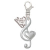 Silver Plated Large Clef with Heart - Silver Plated Clip on Charm with Mini Year 2025: Year to Remember Jewelry Gift - Celebrations
