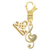 Gold-tone Medium Clef with Heart - Gold-tone Plated Clip on Charm with Mini Year 2025: Year to Remember Jewelry Gift - Celebrations