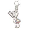 Silver Plated Medium Clef with AB Crystal - Silver Plated Clip on Charm with Mini Year 2025: Year to Remember Jewelry Gift - Celebrations