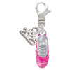 Silver Plated 3-D Hot Pink Running Shoe - Silver Plated Clip on Charm with Mini Year 2025: Year to Remember Jewelry Gift - Celebrations