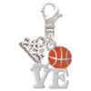 Love with Basketball - Silver Plated Clip on Charm with Mini Year 2025: Year to Remember Jewelry Gift - Celebrations