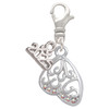 Silver Plated Open Clear AB Crystal Butterfly Wing - Silver Plated Clip on Charm with Mini Year 2025: Year to Remember Jewelry Gift - Celebrations