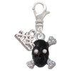 Silver Plated Small Black Resin Skull with AB Crystals - Silver Plated Clip on Charm with Mini Year 2025: Year to Remember Jewelry Gift - Celebrations