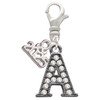 Black Nickeltone Crystal Initial - A - Beaded Border - Silver Plated Clip on Charm with Mini Year 2025: Year to Remember Jewelry Gift - Celebrations