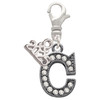 Black Nickeltone Crystal Initial - C - Beaded Border - Silver Plated Clip on Charm with Mini Year 2025: Year to Remember Jewelry Gift - Celebrations