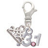 Silver Plated Half Marathon - 13.1 with Pink Crystal - Silver Plated Clip on Charm with Mini Year 2025: Year to Remember Jewelry Gift - Celebrations