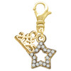 Gold-tone Clear Crystal Lucky Star - Gold-tone Plated Clip on Charm with Mini Year 2025: Year to Remember Jewelry Gift - Celebrations