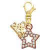 Rose Gold-tone Clear Crystal Lucky Star - Gold-tone Plated Clip on Charm with Mini Year 2025: Year to Remember Jewelry Gift - Celebrations