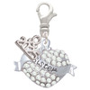 Silver Plated Sister Banner on Clear Crystal Heart - Silver Plated Clip on Charm with Mini Year 2025: Year to Remember Jewelry Gift - Celebrations