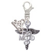 Silver Plated Caduceus - MD - Silver Plated Clip on Charm with Mini Year 2025: Year to Remember Jewelry Gift - Celebrations