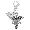 Silver Plated Therapist Caduceus - OTA - Silver Plated Clip on Charm with Mini Year 2025: Year to Remember Jewelry Gift - Celebrations