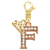 Rose Gold-tone Crystal Initial - F - Gold-tone Plated Clip on Charm with Mini Year 2025: Year to Remember Jewelry Gift - Celebrations