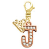 Rose Gold-tone Crystal Initial - J - Gold-tone Plated Clip on Charm with Mini Year 2025: Year to Remember Jewelry Gift - Celebrations