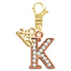 Rose Gold-tone Crystal Initial - K - Gold-tone Plated Clip on Charm with Mini Year 2025: Year to Remember Jewelry Gift - Celebrations