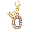 Rose Gold-tone Crystal Initial - O - Gold-tone Plated Clip on Charm with Mini Year 2025: Year to Remember Jewelry Gift - Celebrations
