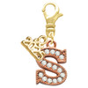 Rose Gold-tone Crystal Initial - S - Gold-tone Plated Clip on Charm with Mini Year 2025: Year to Remember Jewelry Gift - Celebrations