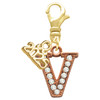 Rose Gold-tone Crystal Initial - V - Gold-tone Plated Clip on Charm with Mini Year 2025: Year to Remember Jewelry Gift - Celebrations