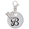 Silver Plated Large Script Letter Disc - B - Silver Plated Clip on Charm with Mini Year 2025: Year to Remember Jewelry Gift - Celebrations
