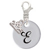 Silver Plated Large Script Letter Disc - E - Silver Plated Clip on Charm with Mini Year 2025: Year to Remember Jewelry Gift - Celebrations